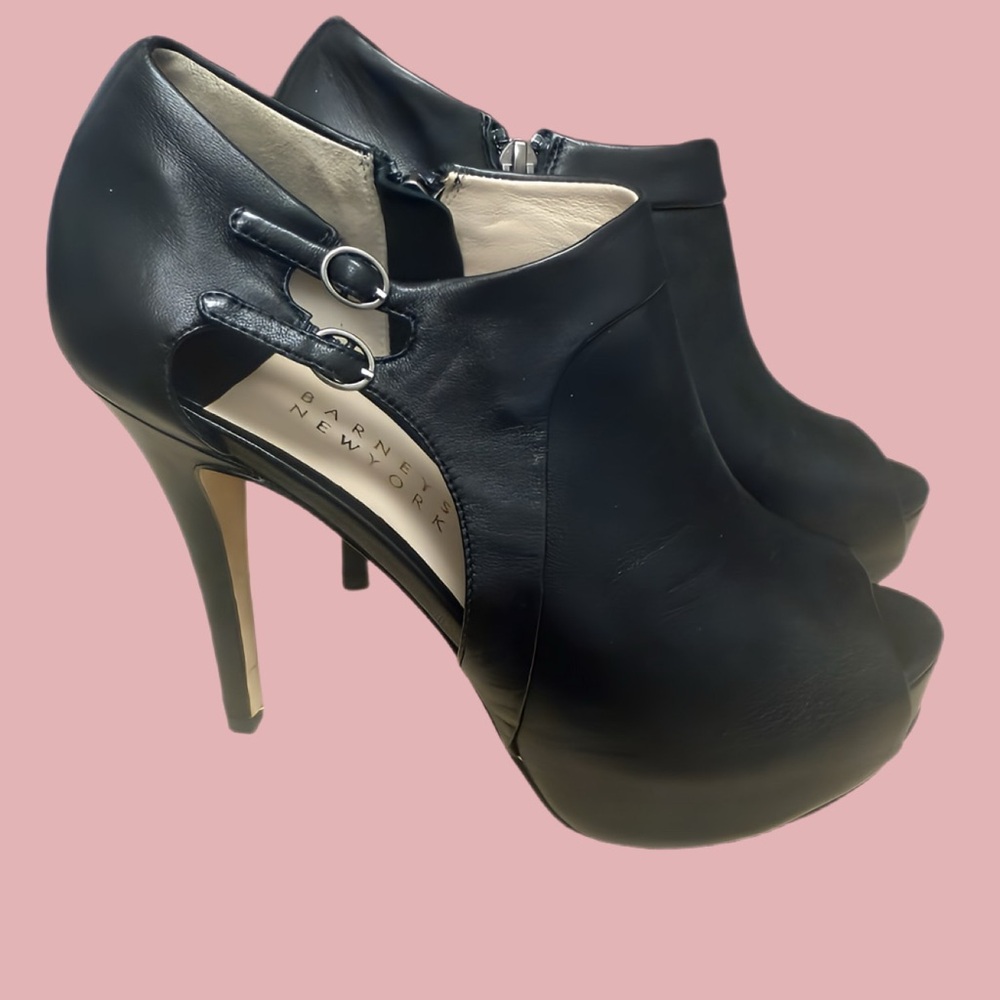 Barneys New York Black Peep-Toe Heels